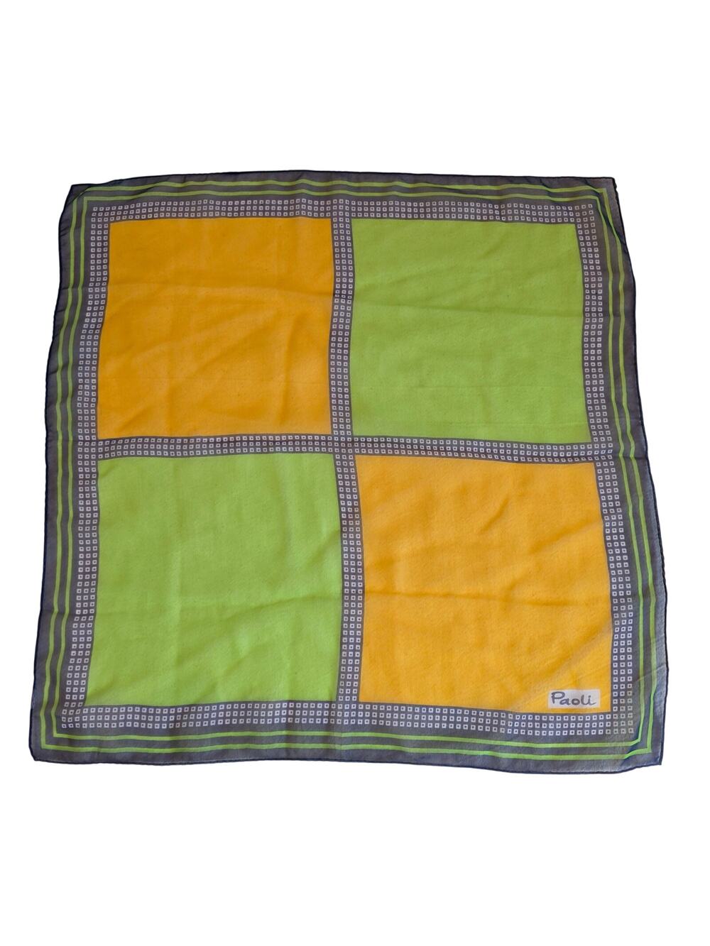 Vintage Paoli‎ Mod Colorblock Silk Blend Square Scarf Bandana